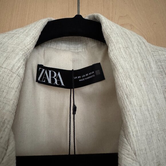 NWT Zara Light Beige Ottoman Blazer w/ Belt XS - Picture 6 of 7
